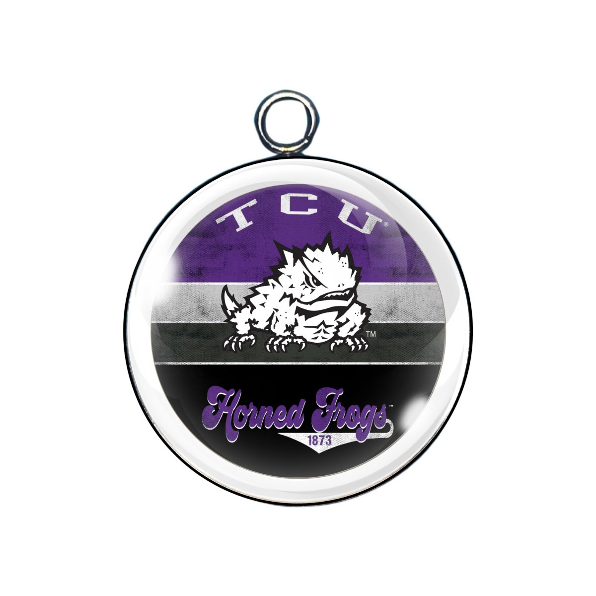 TCU Glass cabochon charm