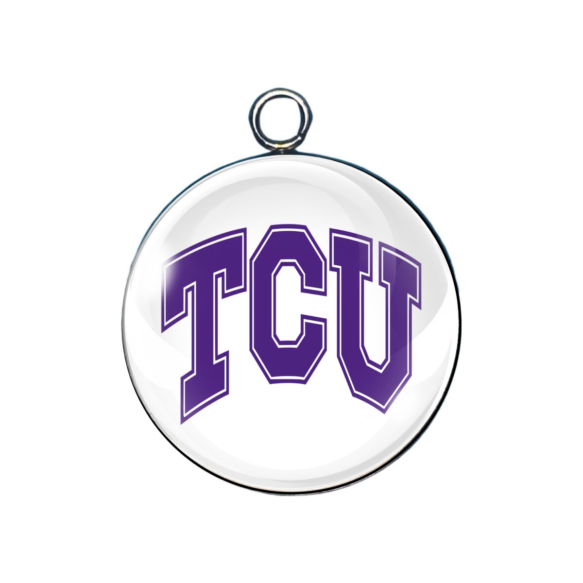 TCU Glass cabochon charm