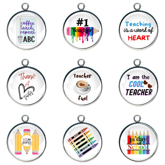 group of 9 charms for back to school