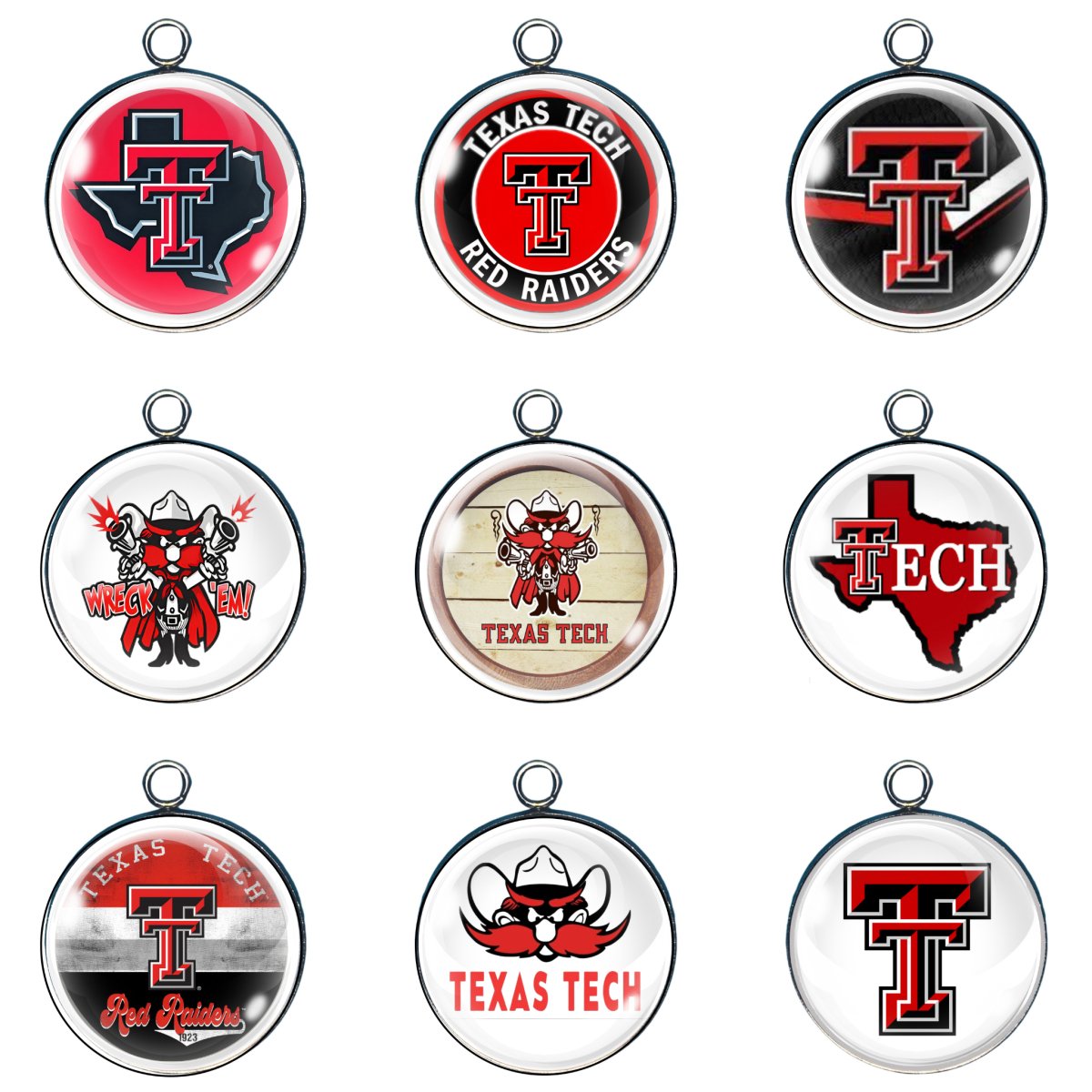 Texas Tech Glass Cabochon Charms