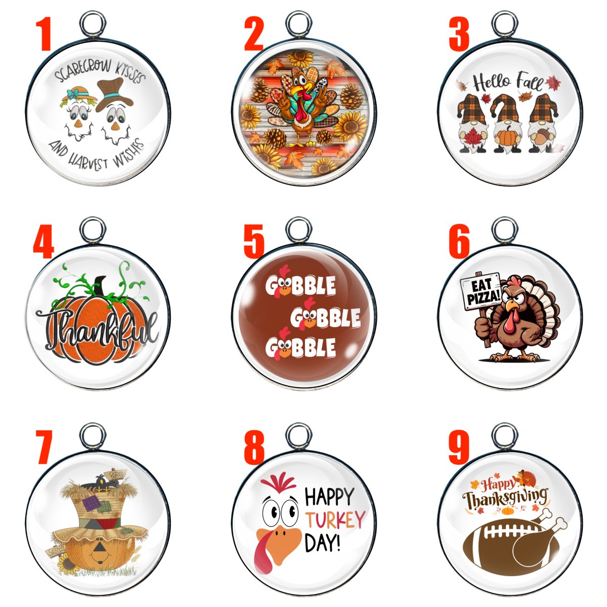 Thanksgiving Glass Cabochon Charms