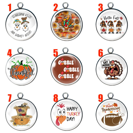 9 thanksgiving glass cabochon charms