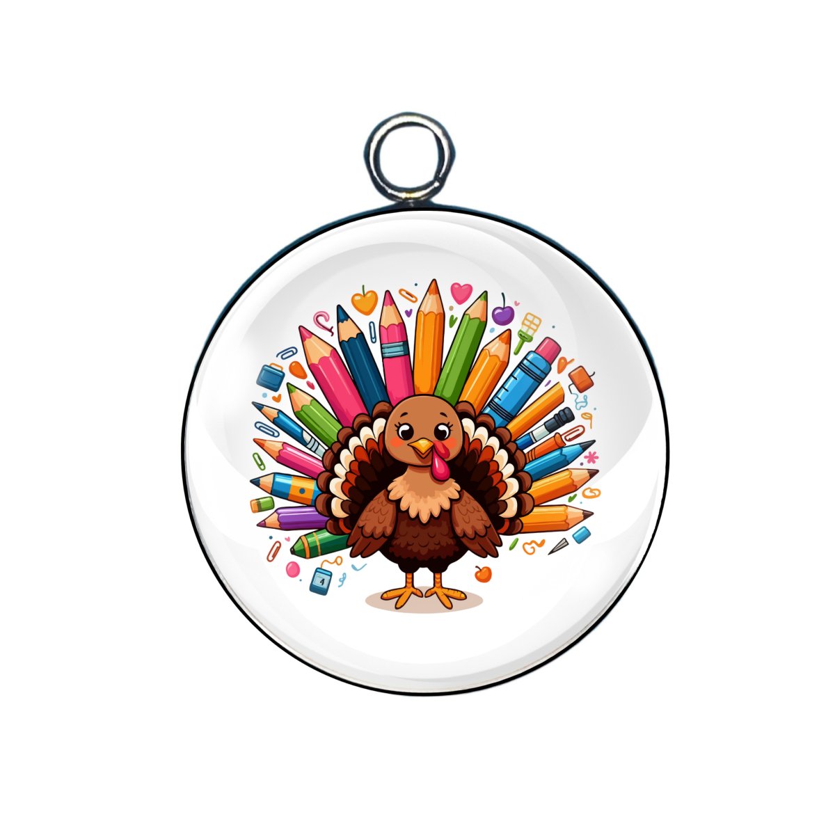 thanksgiving turkey glass cabochon charm