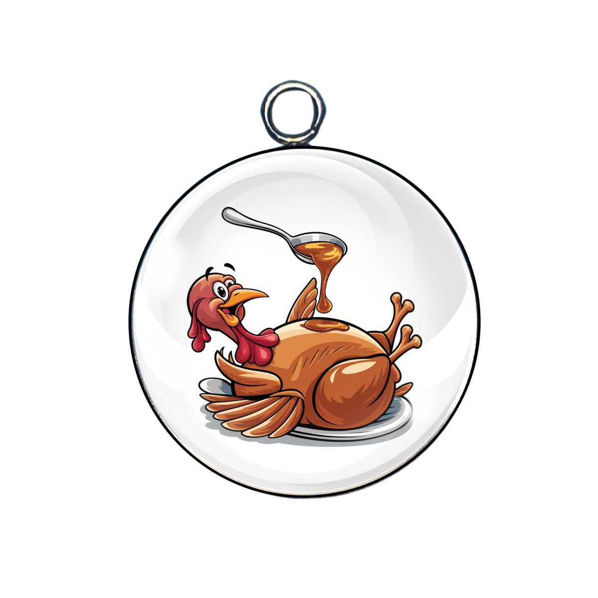 thanksgiving turkey glass cabochon charm