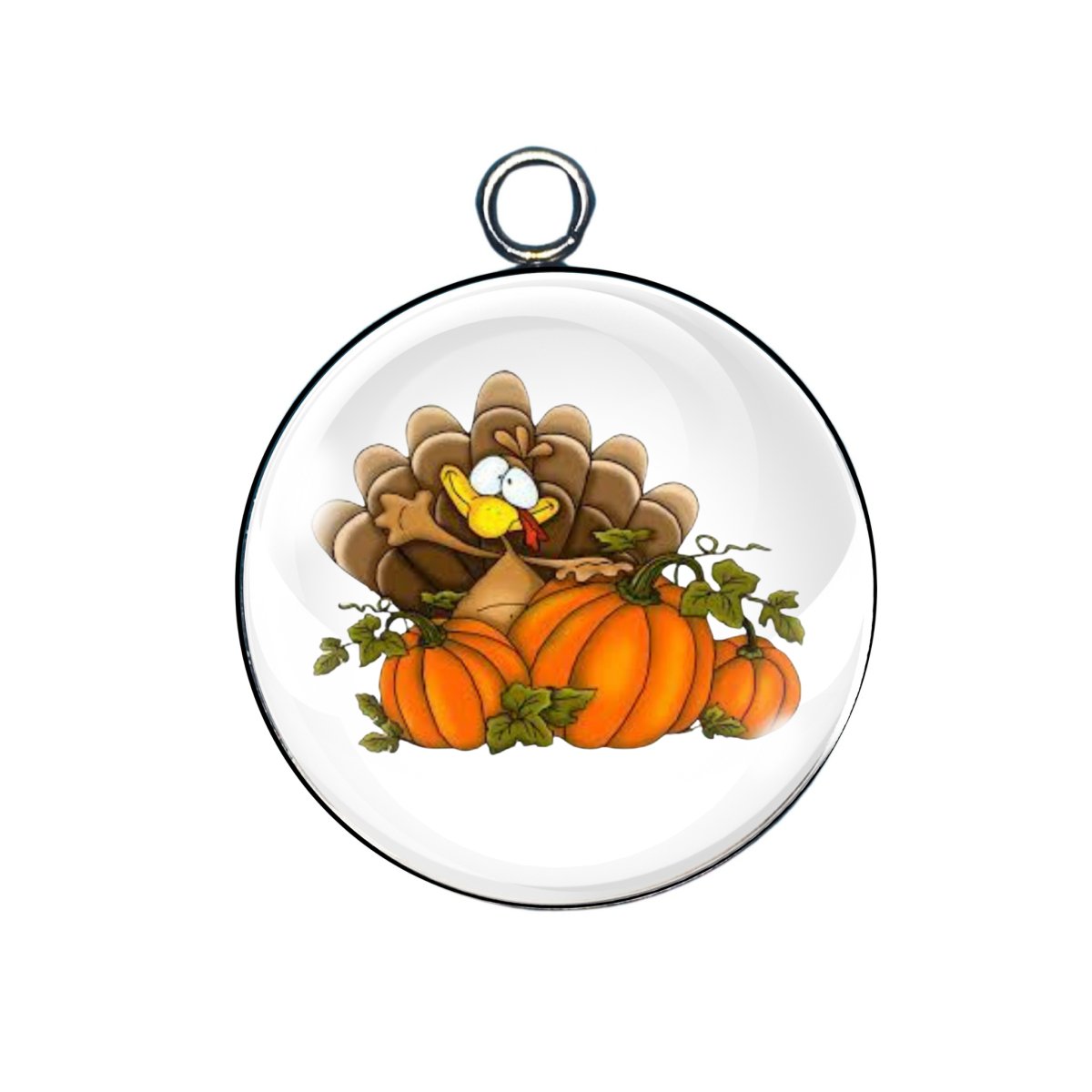 thanksgiving turkey glass cabochon charm