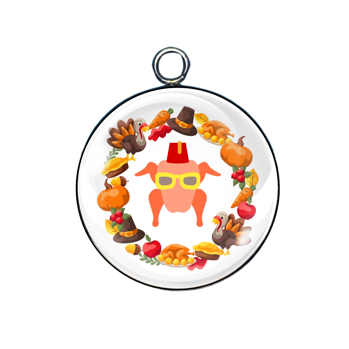 thanksgiving turkey glass cabochon charm