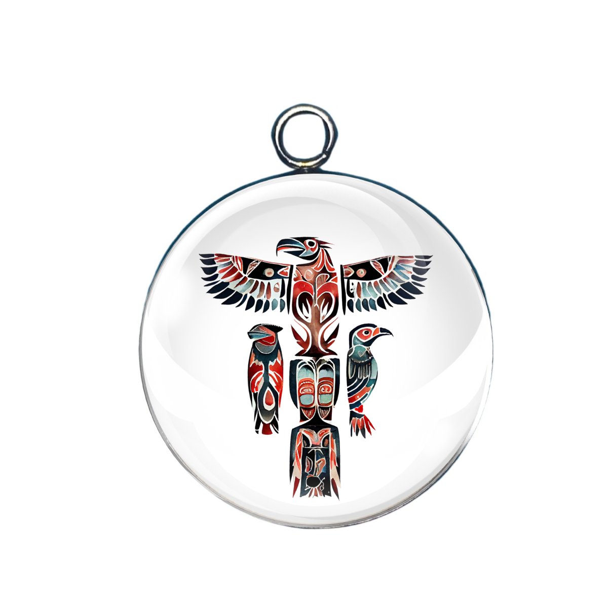 Tiki totem glass cabochon charm