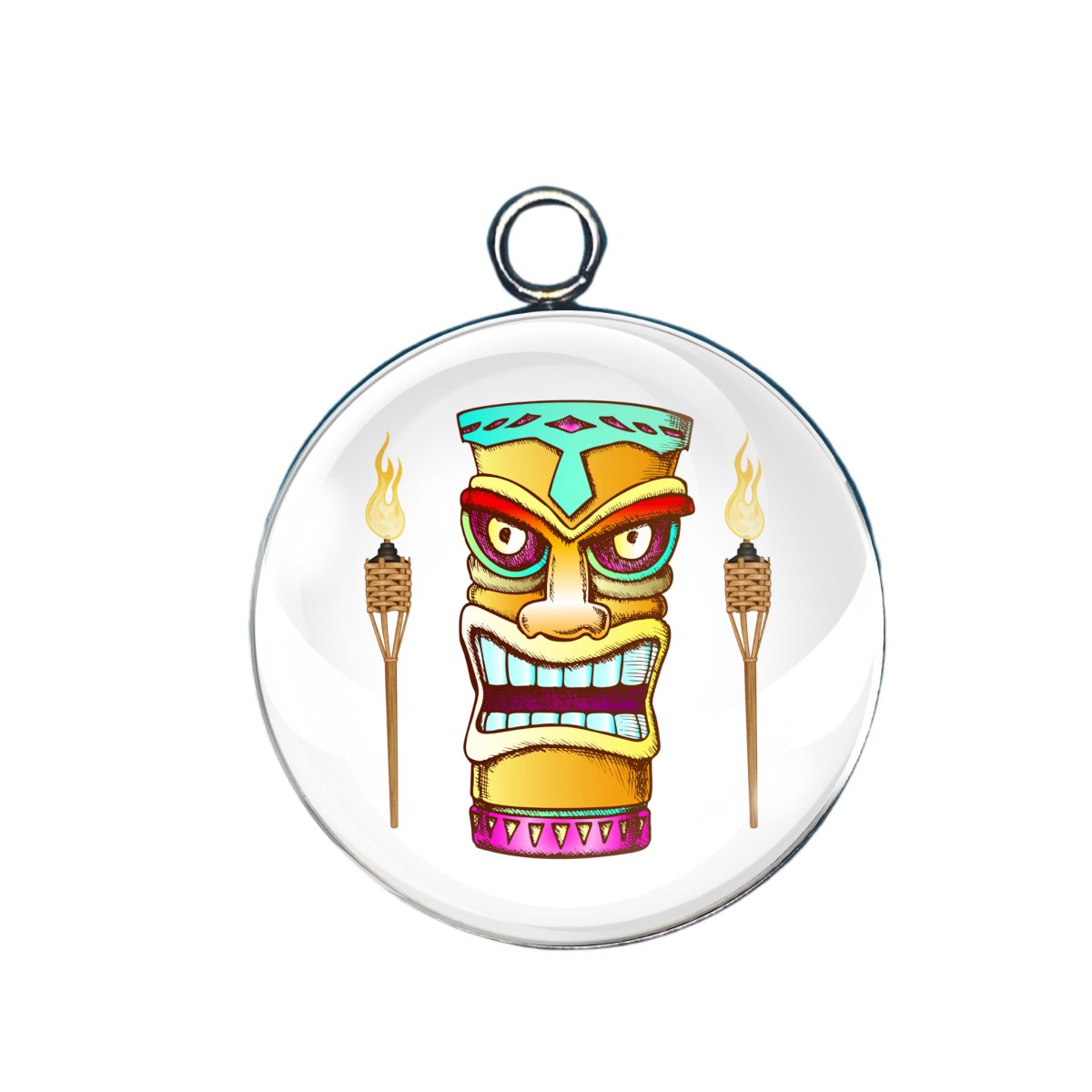 Tiki totem glass cabochon charm