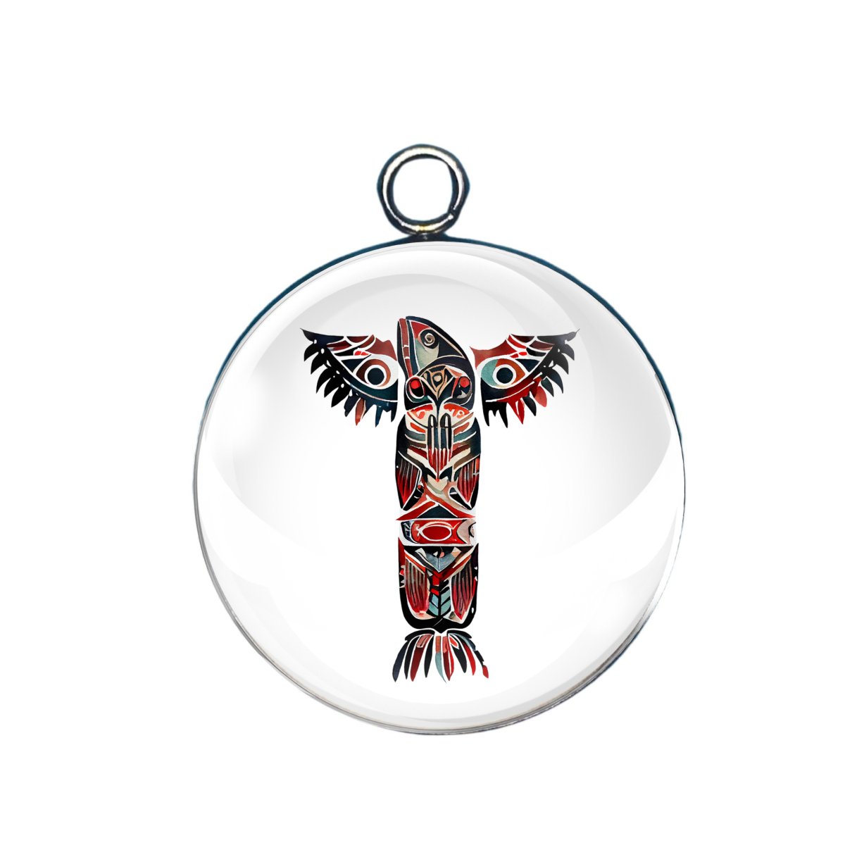 Tiki totem glass cabochon charm