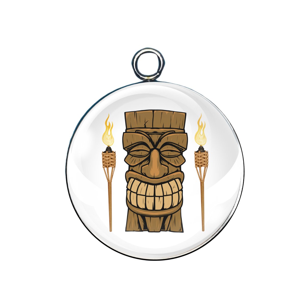 Tiki totem glass cabochon charm