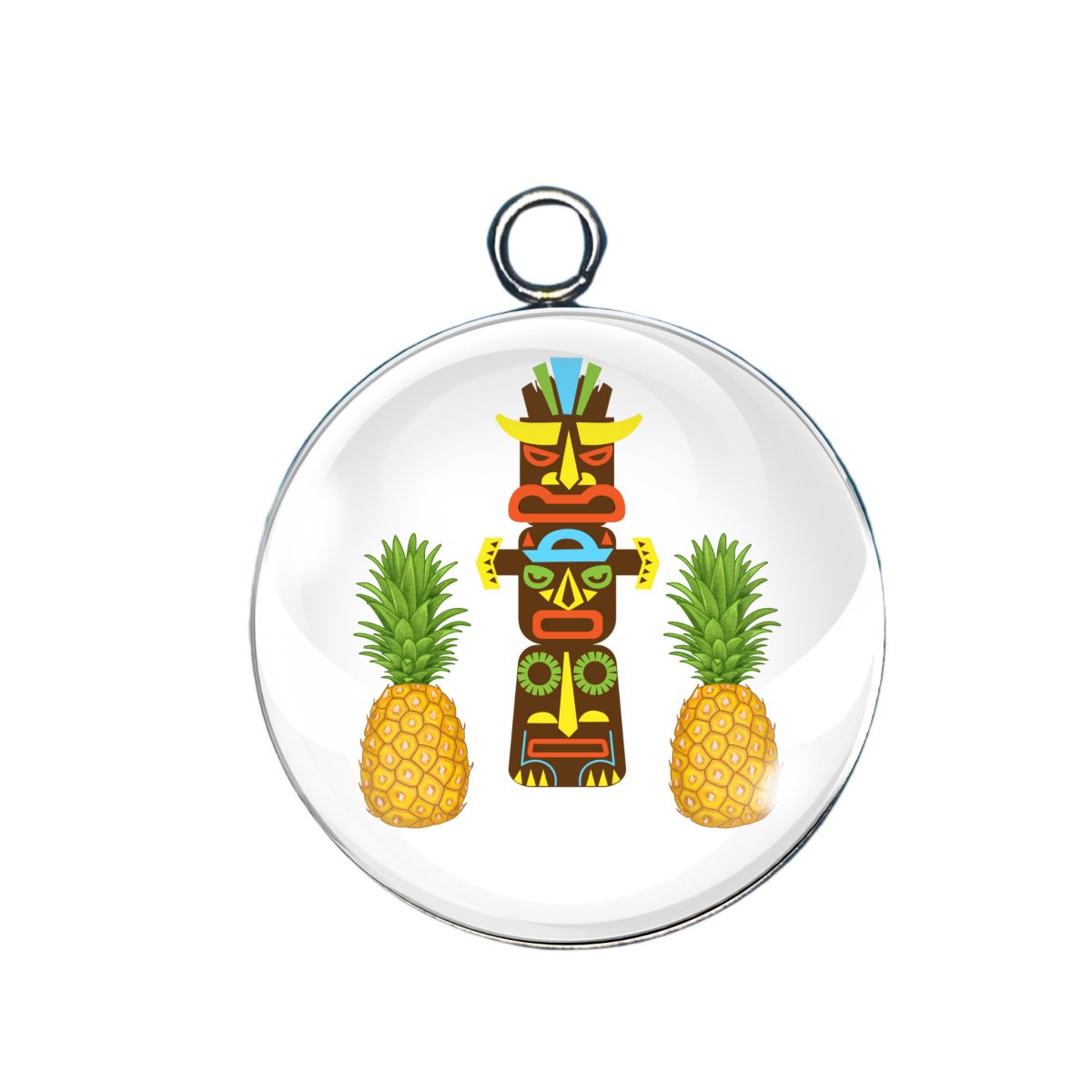 Tiki totem glass cabochon charm