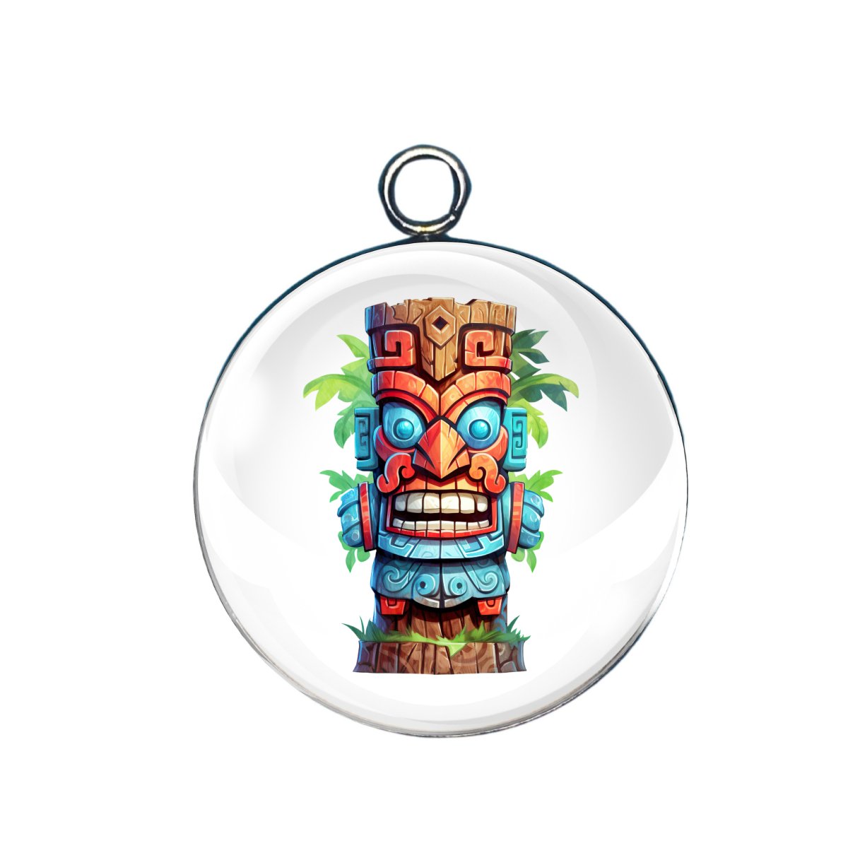 Tiki totem glass cabochon charm