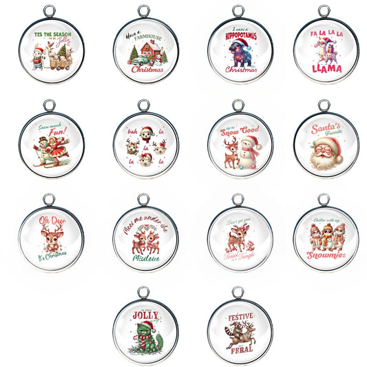 Tis The Season Glass Cabochon Charms