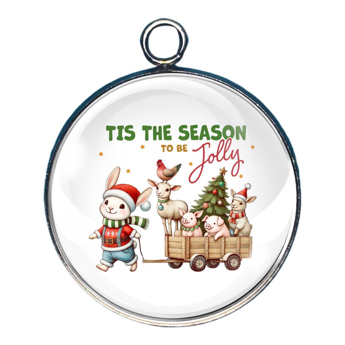 Tis The Season Glass Cabochon Charms