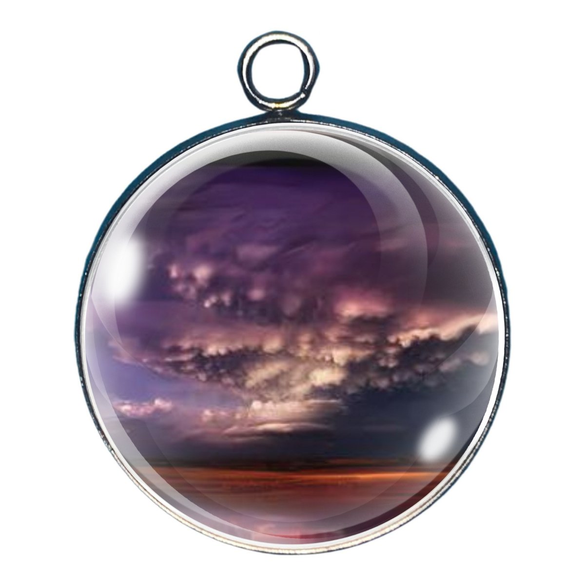 charm depicting a huge funnel cloud and storm system