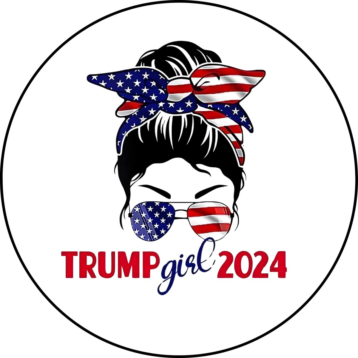 Messy bun Trump girl 2024 glass cabochon charm