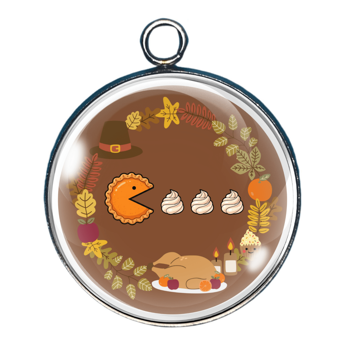 Pumpkin pie eating whipped cream (Pacman style)  charm