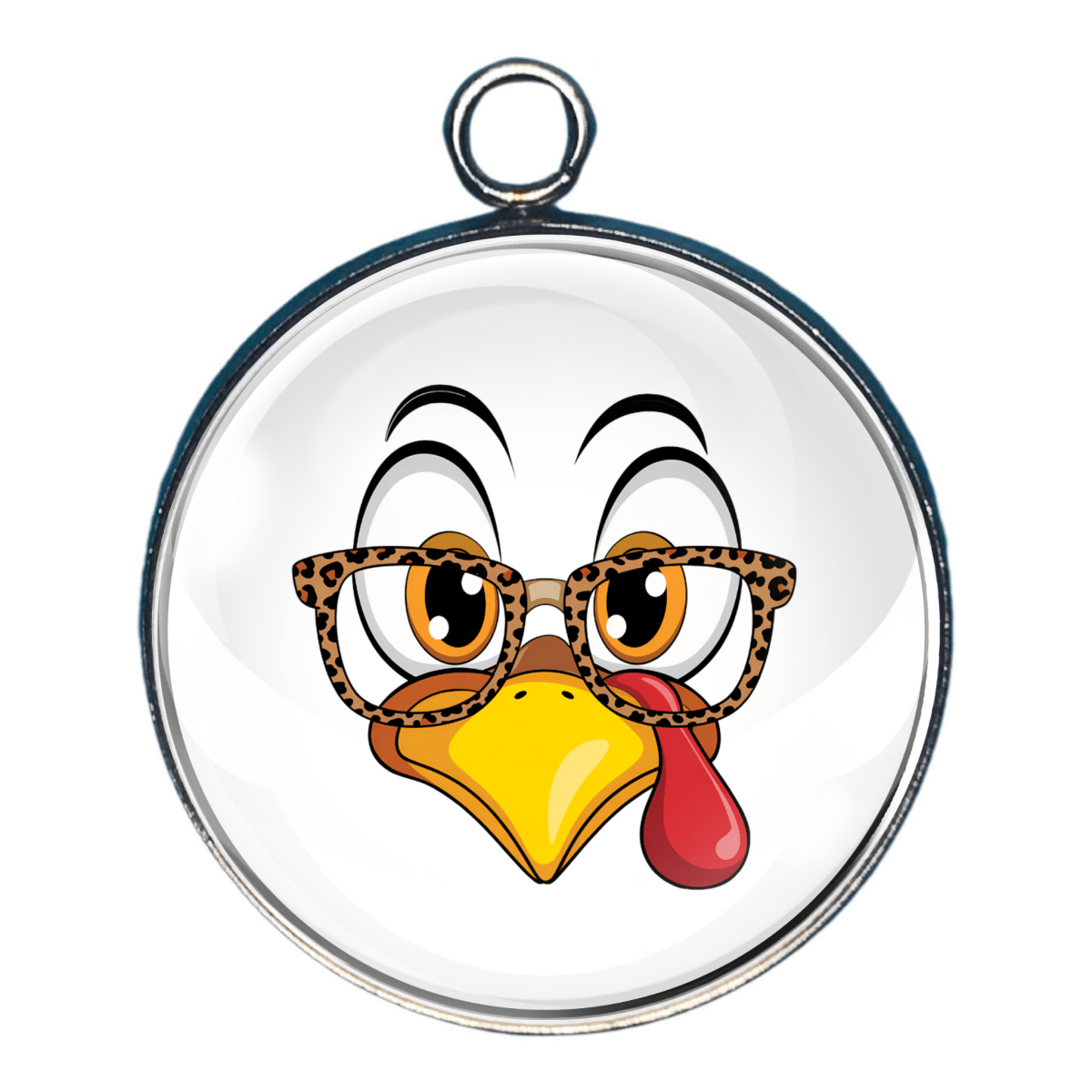 Turkey face with glasses charm
