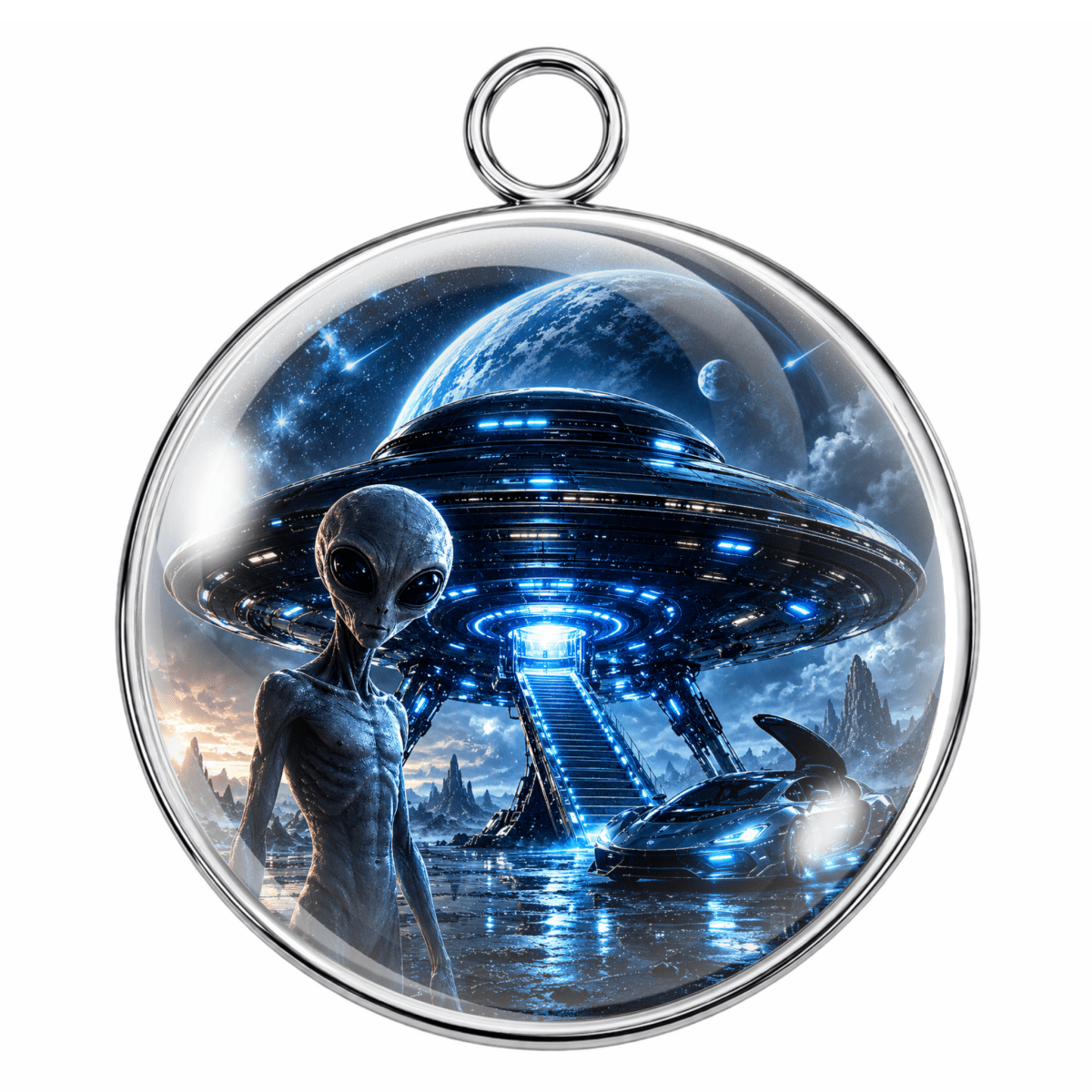 UFO'S & Aliens Glass Cabochon Charms –  Extraterrestrial Charm Pendants for Crafts & Jewelry