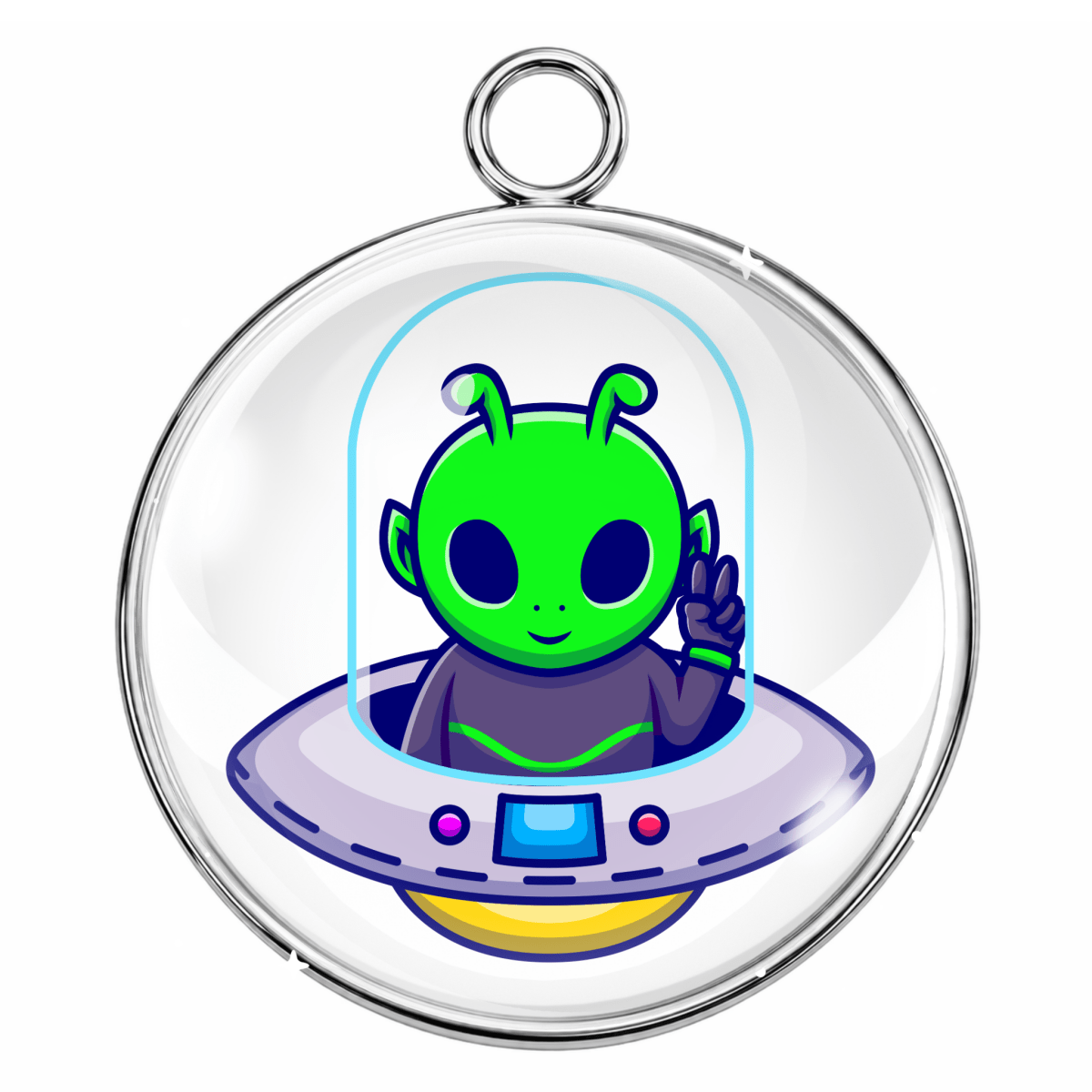 UFO'S & Aliens Glass Cabochon Charms –  Extraterrestrial Charm Pendants for Crafts & Jewelry