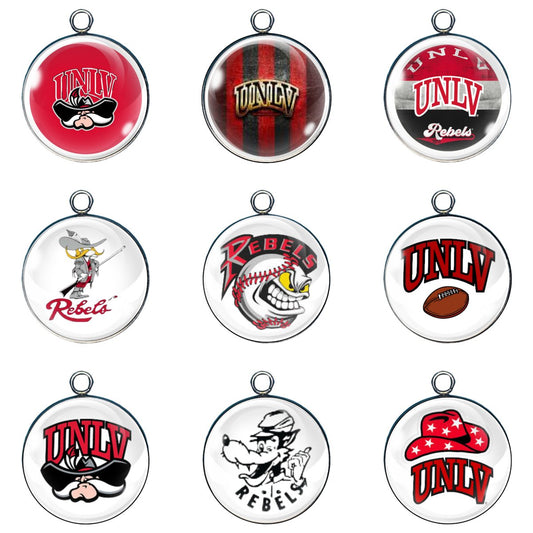 9 UNLV Rebel glass cabochon charms