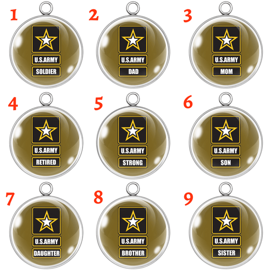 U.S. Army Strong Soldier & Family Glass Cabochon Charms – Military Jewelry Craft Pendants