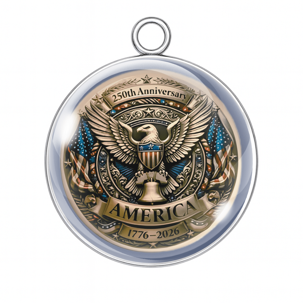Medal with eagle design and 'America' text on a white background