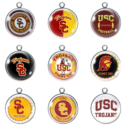 9 USC Trojan glass cabochon charms