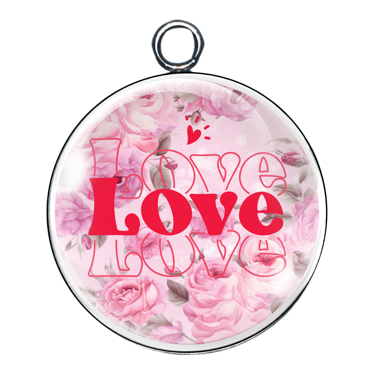 valentine print glass cabochon charm