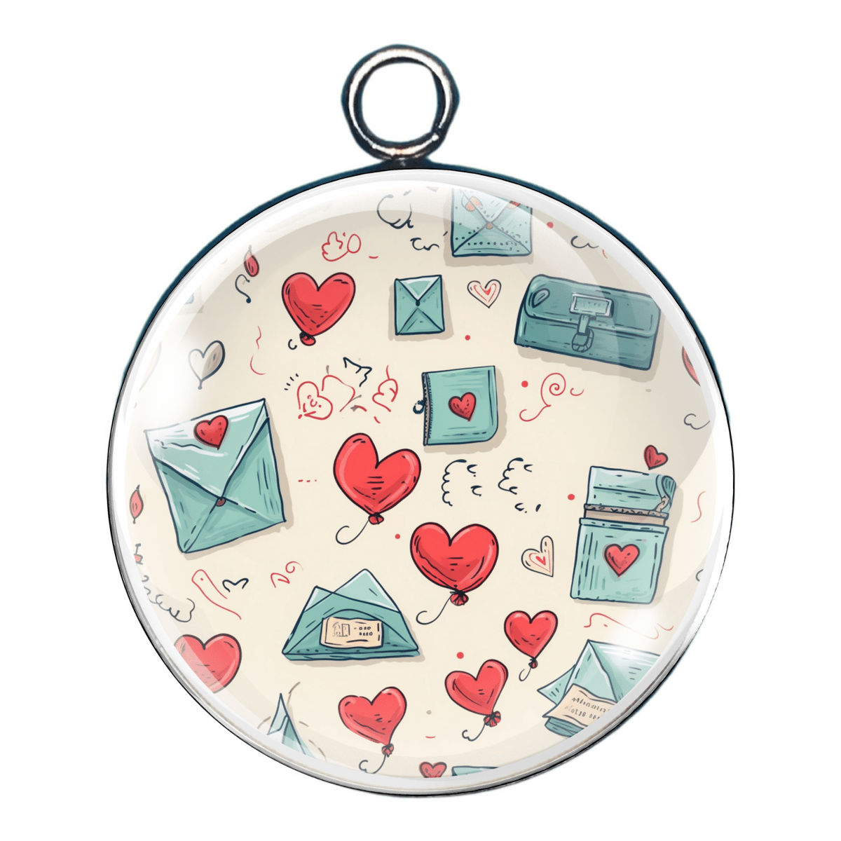 valentine print glass cabochon charm