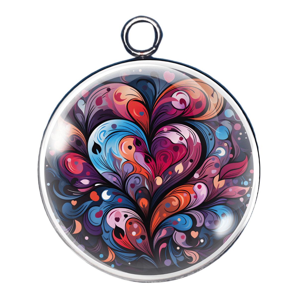 Valentine Print Glass Cabochon Charms