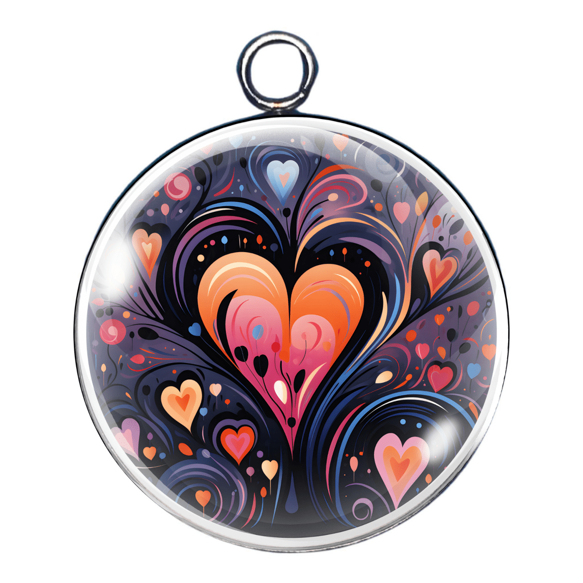 valentine print glass cabochon charm