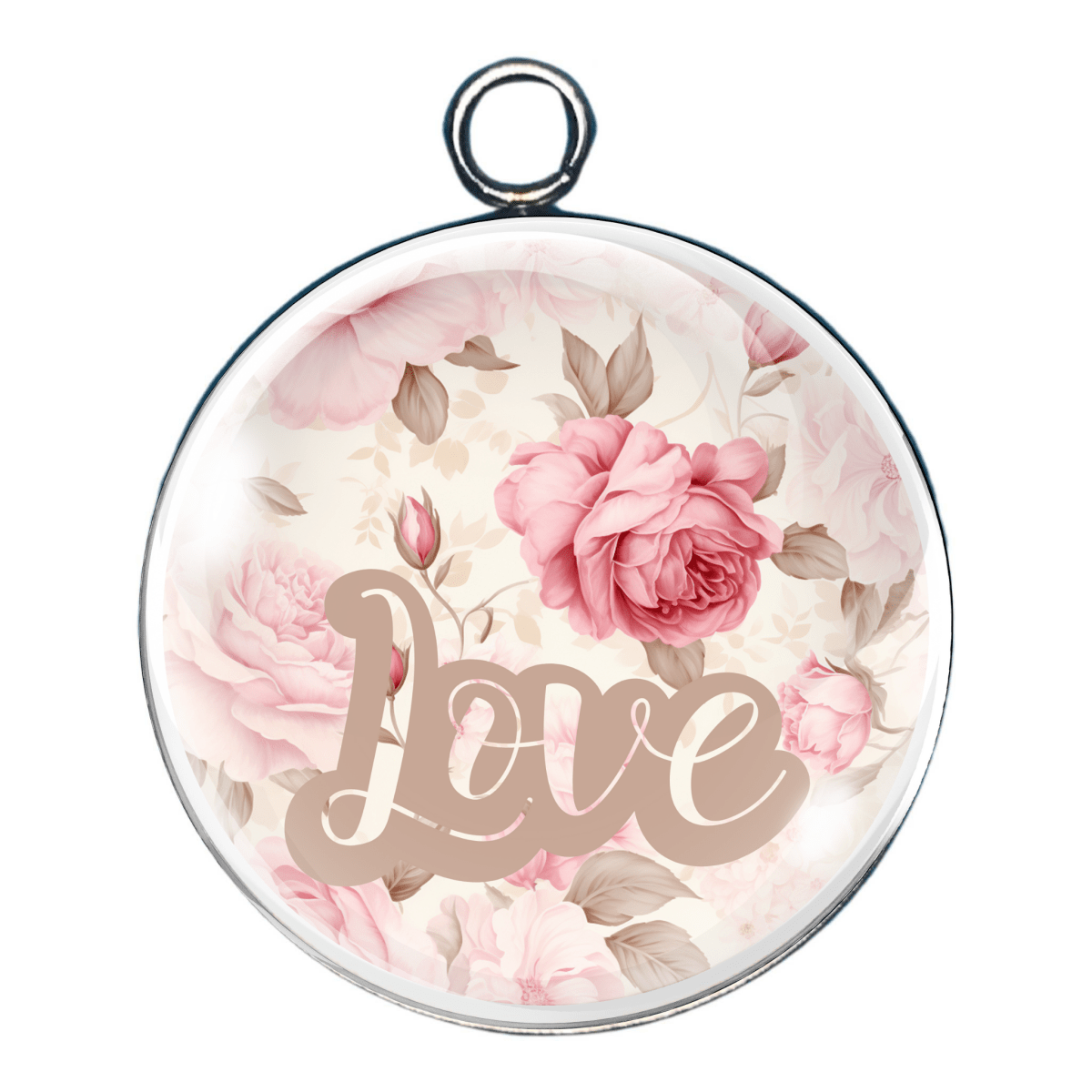 Valentine Print Glass Cabochon Charms