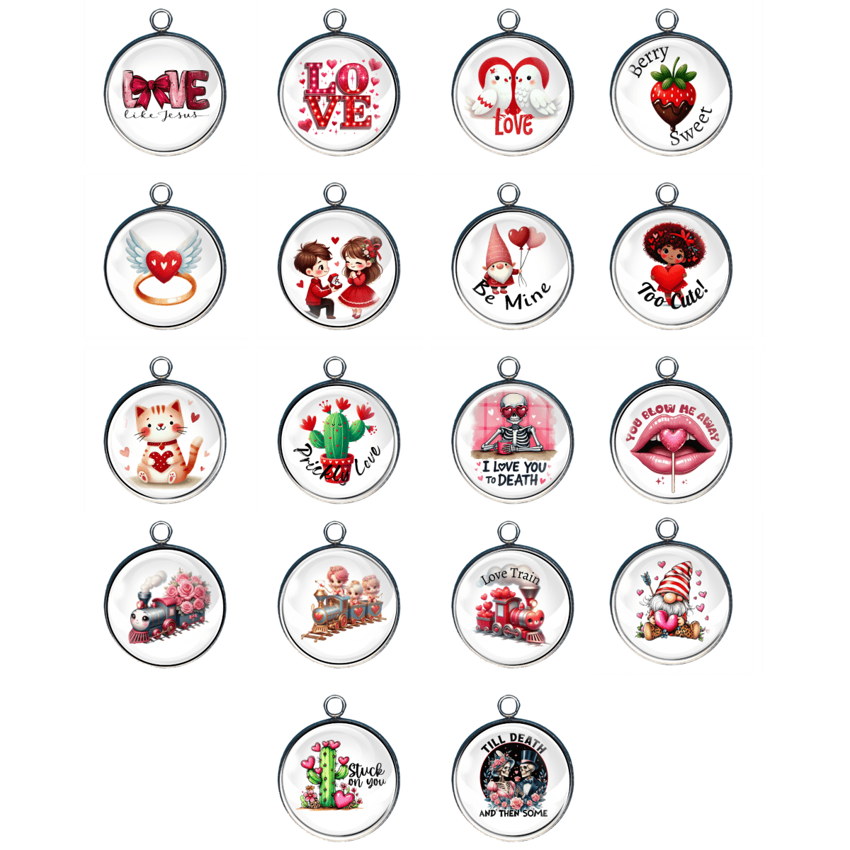 Valentines Day Glass Cabochon Charms