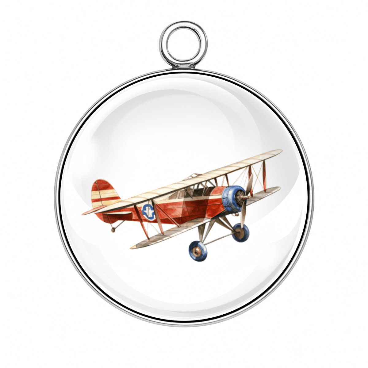 Style #3 – Cream and brown biplane with side view, red trim