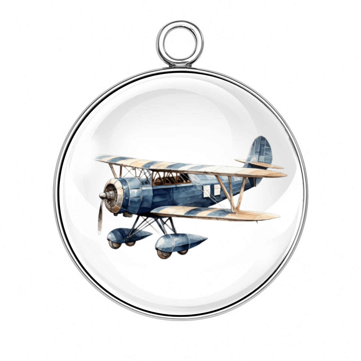 Style #6 – Icy blue and white vintage biplane, sleek prop plane design