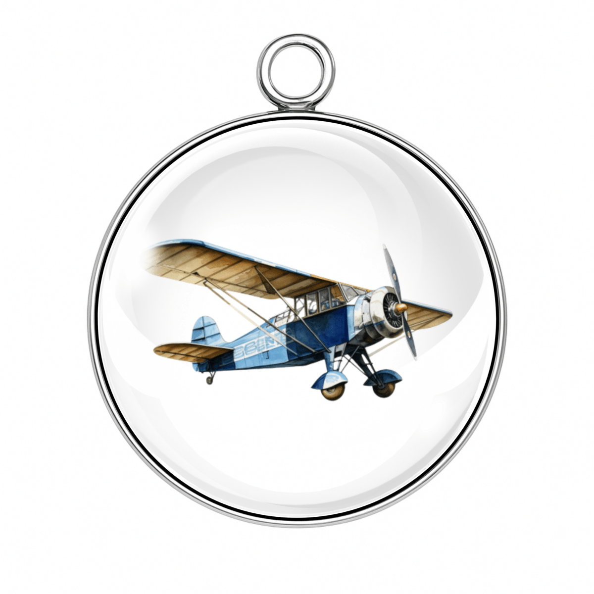 Style #9 – Blue and tan weathered biplane with wide wings, classic style