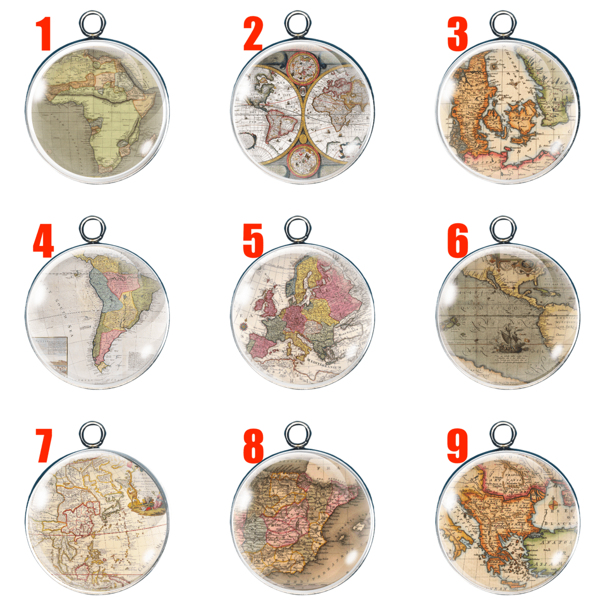 Vintage Map Charms