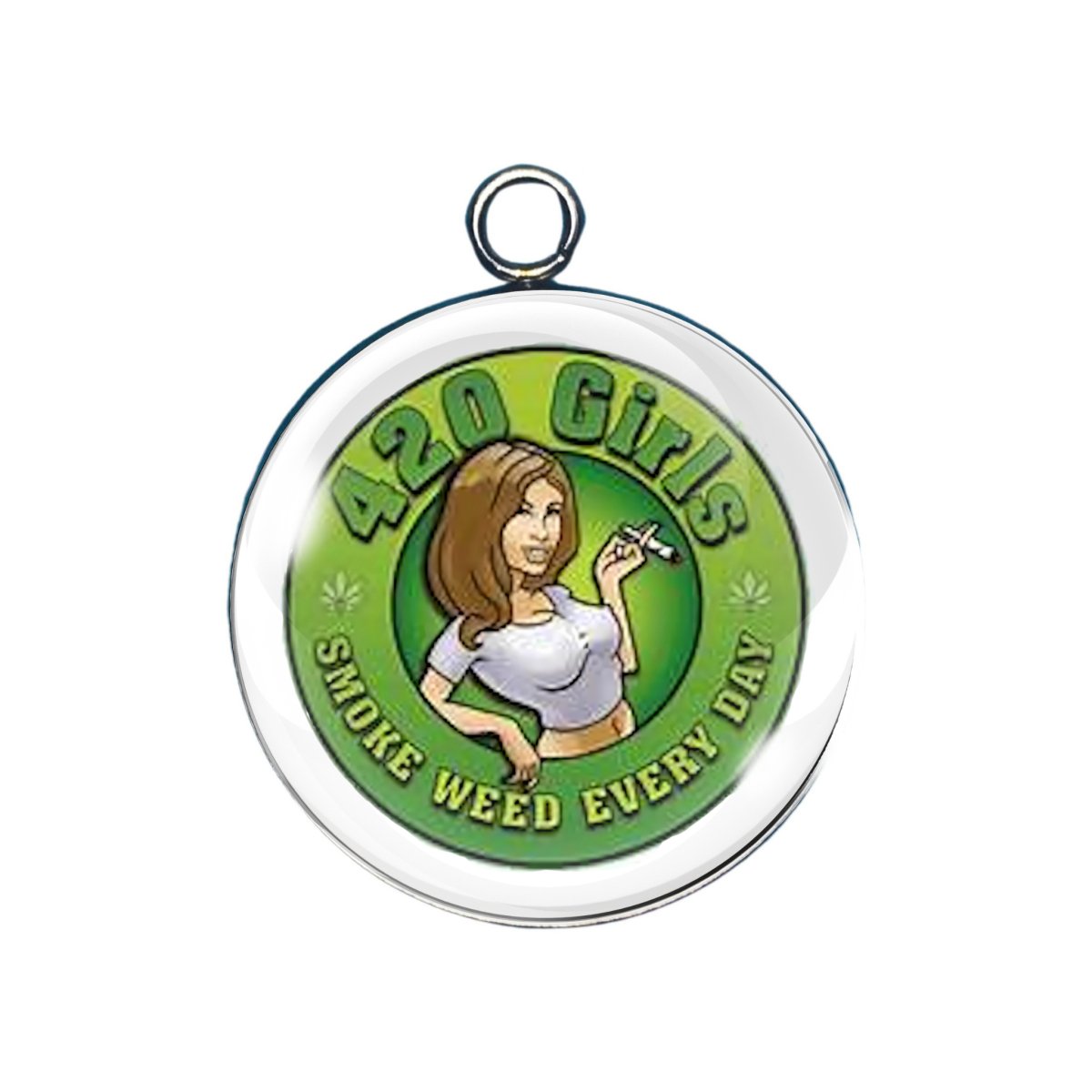 weed glass cabochon charm