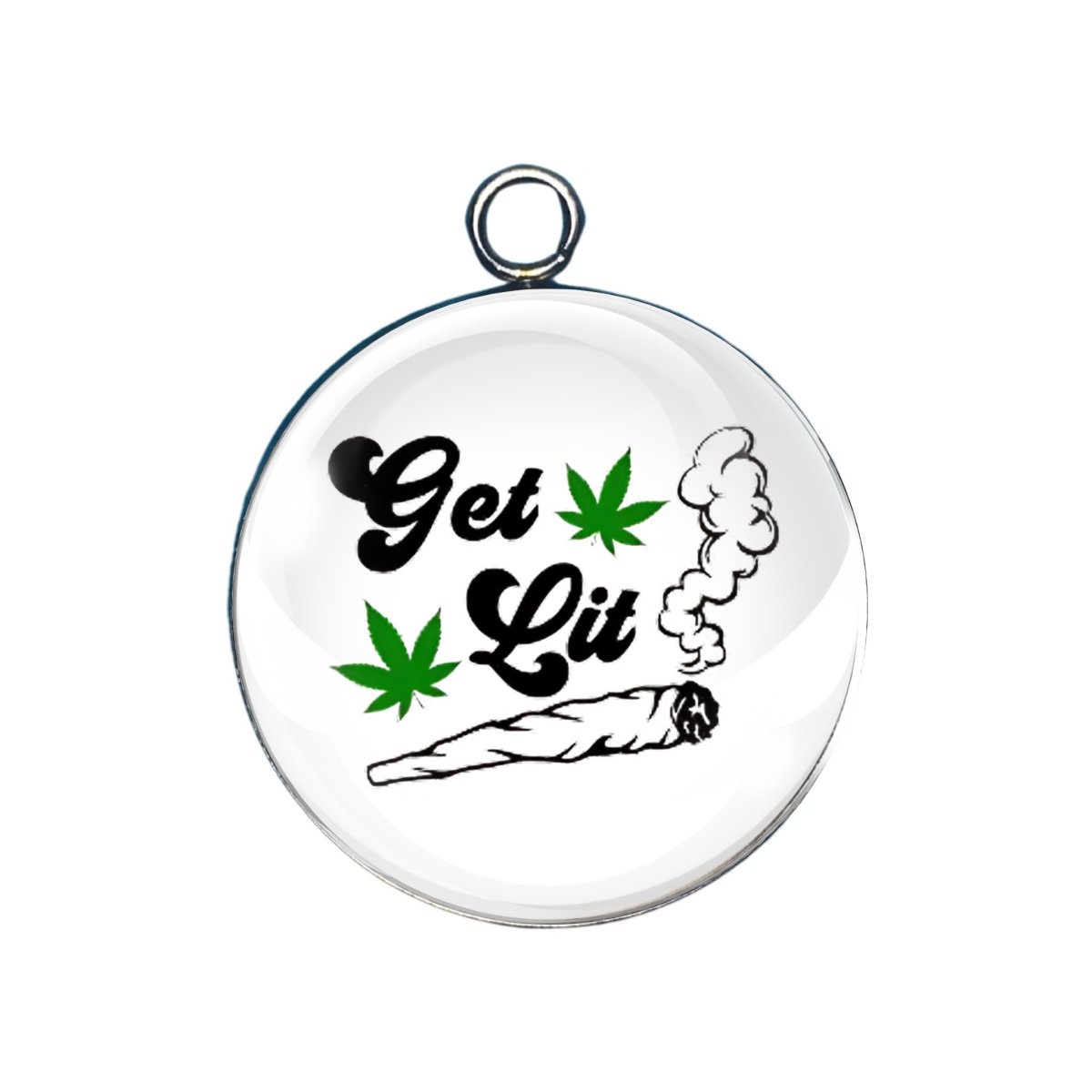 weed glass cabochon charm