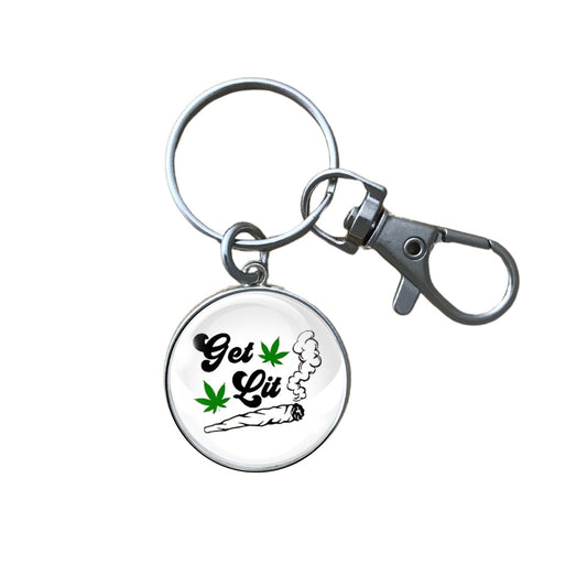 Weed Glass Cabochon Charm Keyrings