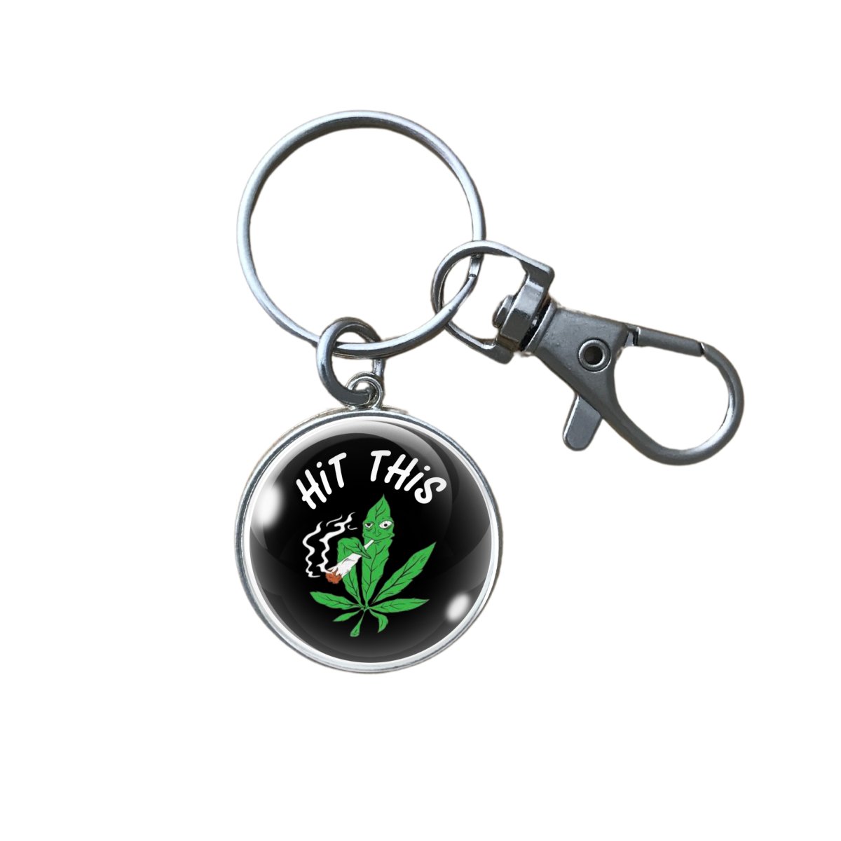 Weed Glass Cabochon Charm Keyrings