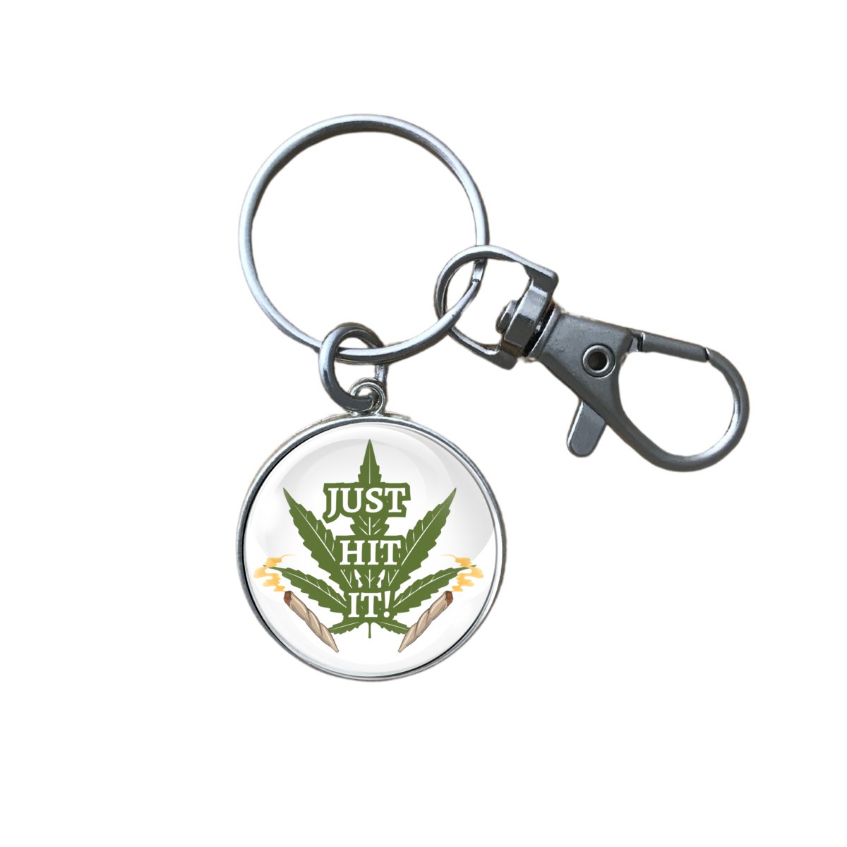 Weed Glass Cabochon Charm Keyrings