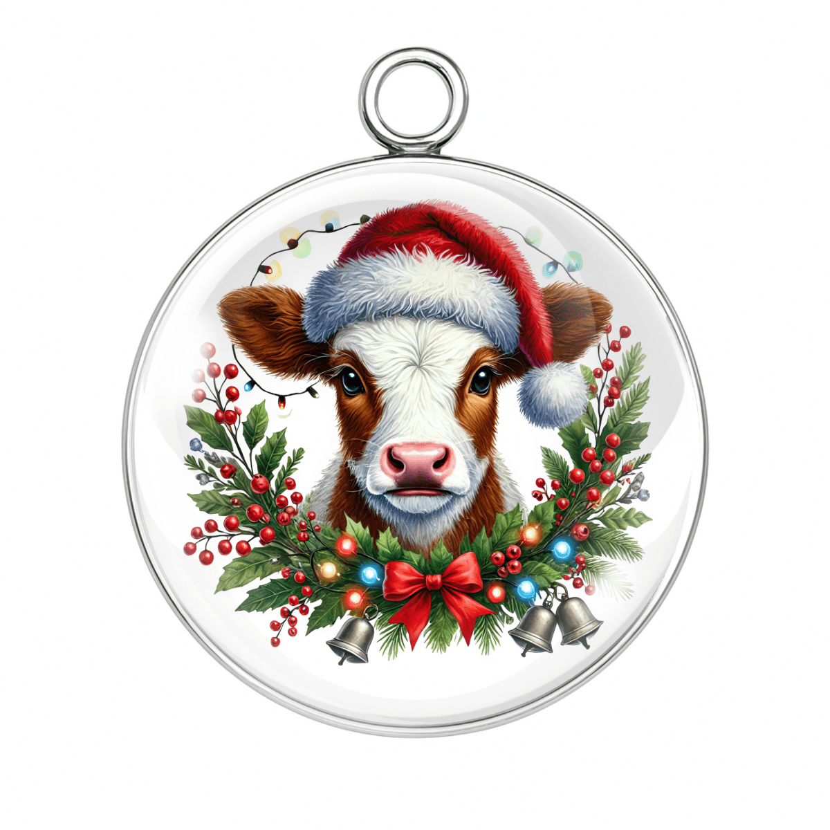Cow in Santa hat charm