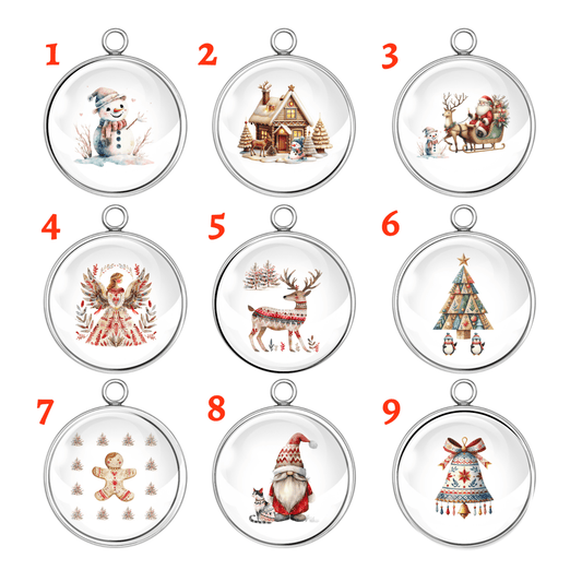 Christmas charm set featuring 9 different festive scandinavian designs 