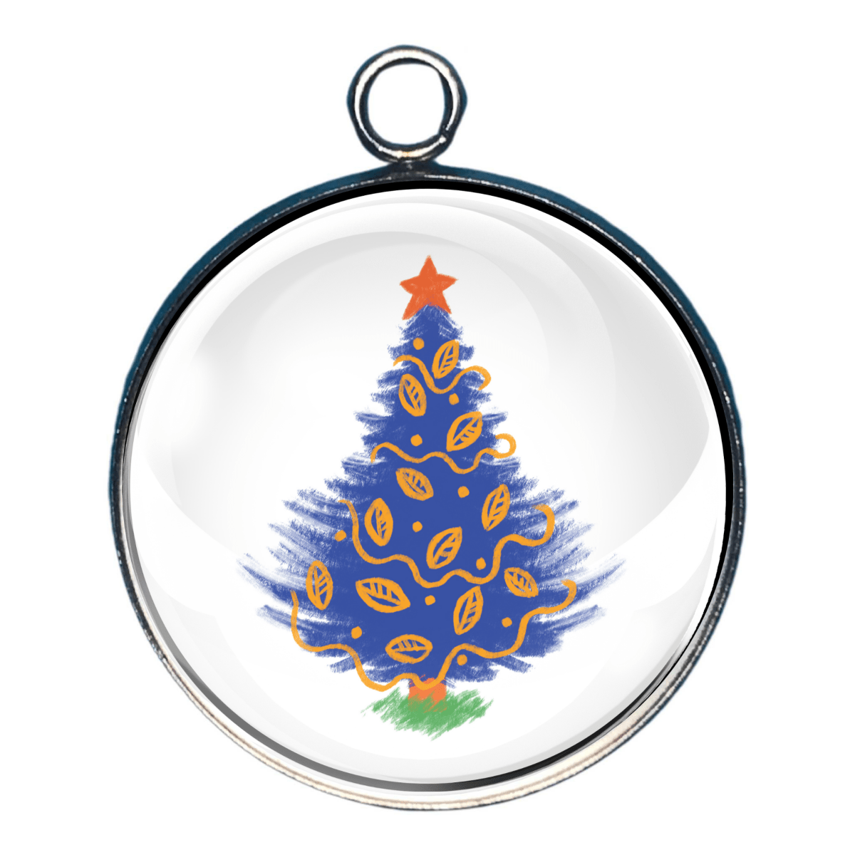Christmas charm with blue and gold decorated tree