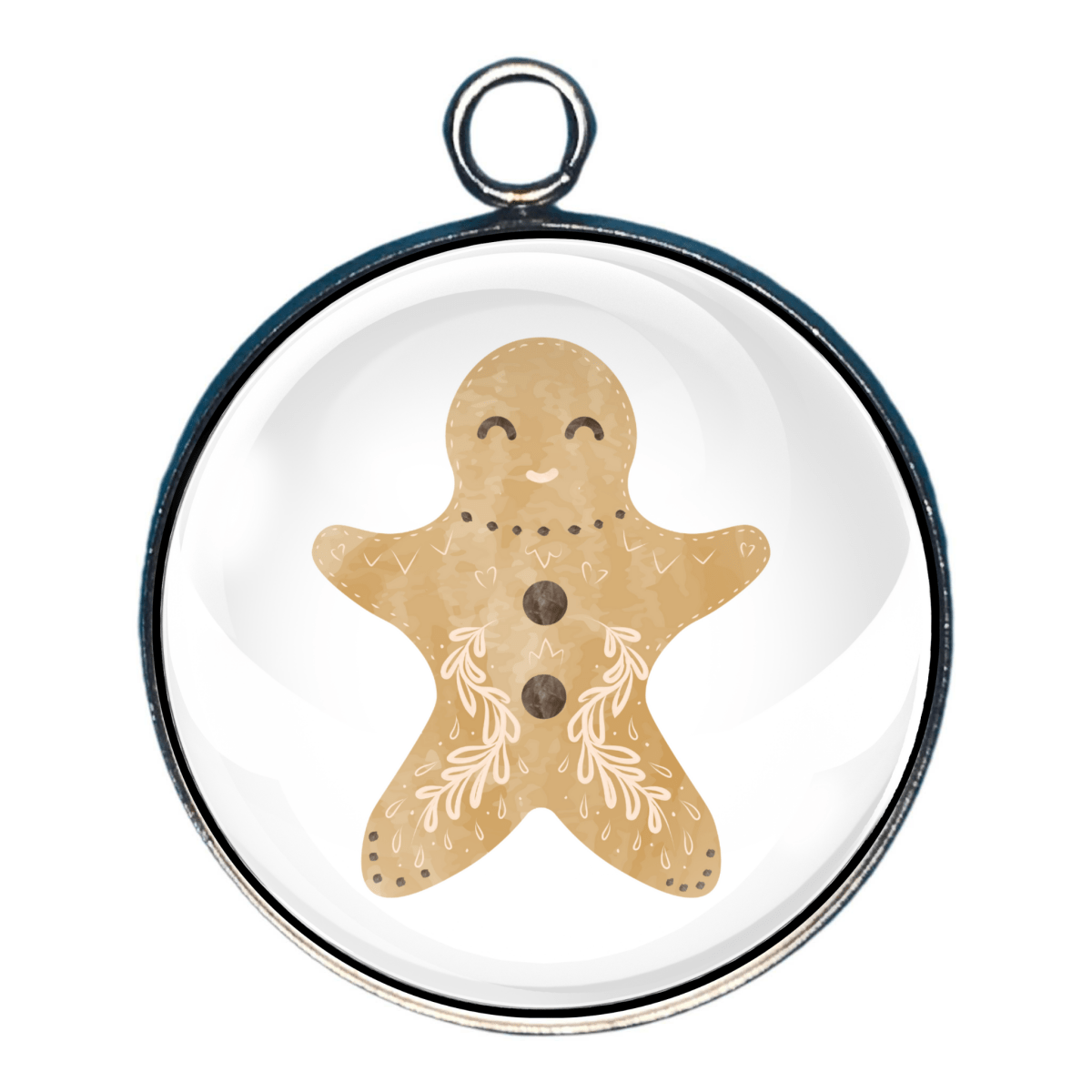 Christmas charm with smiling gingerbread man