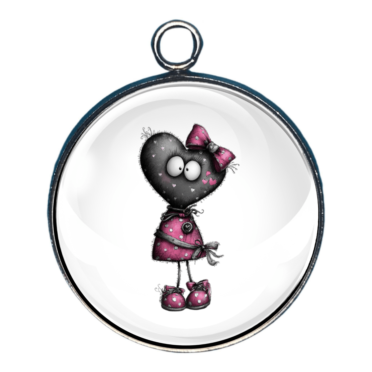 Charm of a simple cute character with pink dress