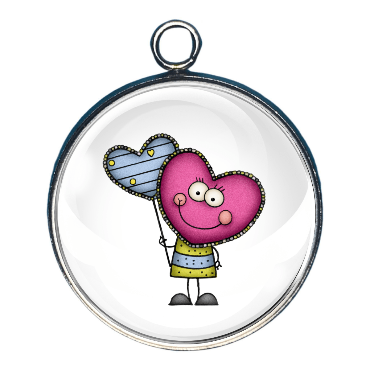 Charm of a cute heart character with sweet smile and a heart balloon
