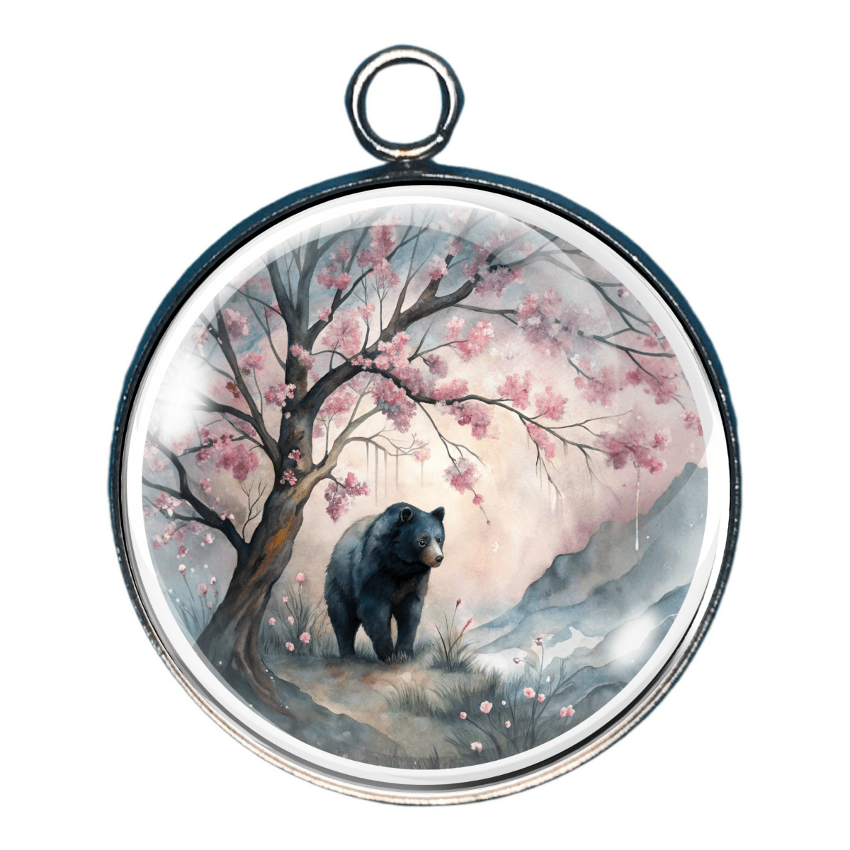 Bear under cherry blossom tree charm
